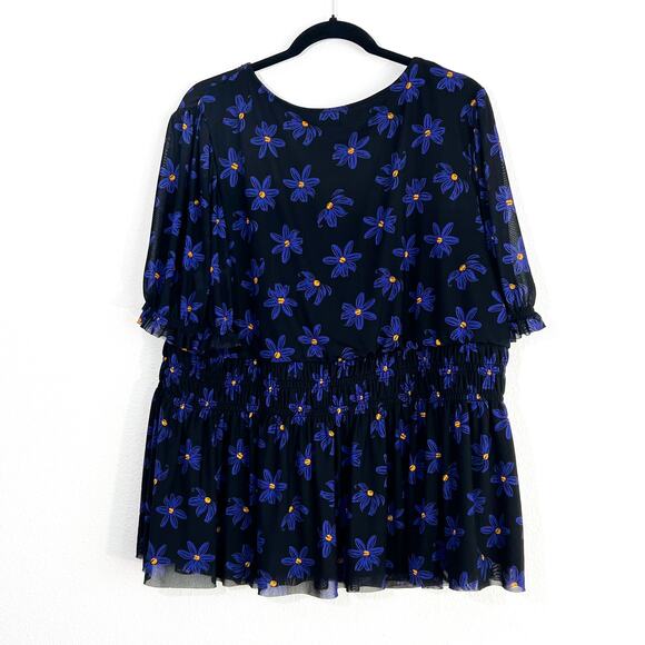 Ava & Viv Plus Size Top 2X Womens Dark Floral Flowy Babydoll Whimsigoth Fairy - Picture 4 of 6